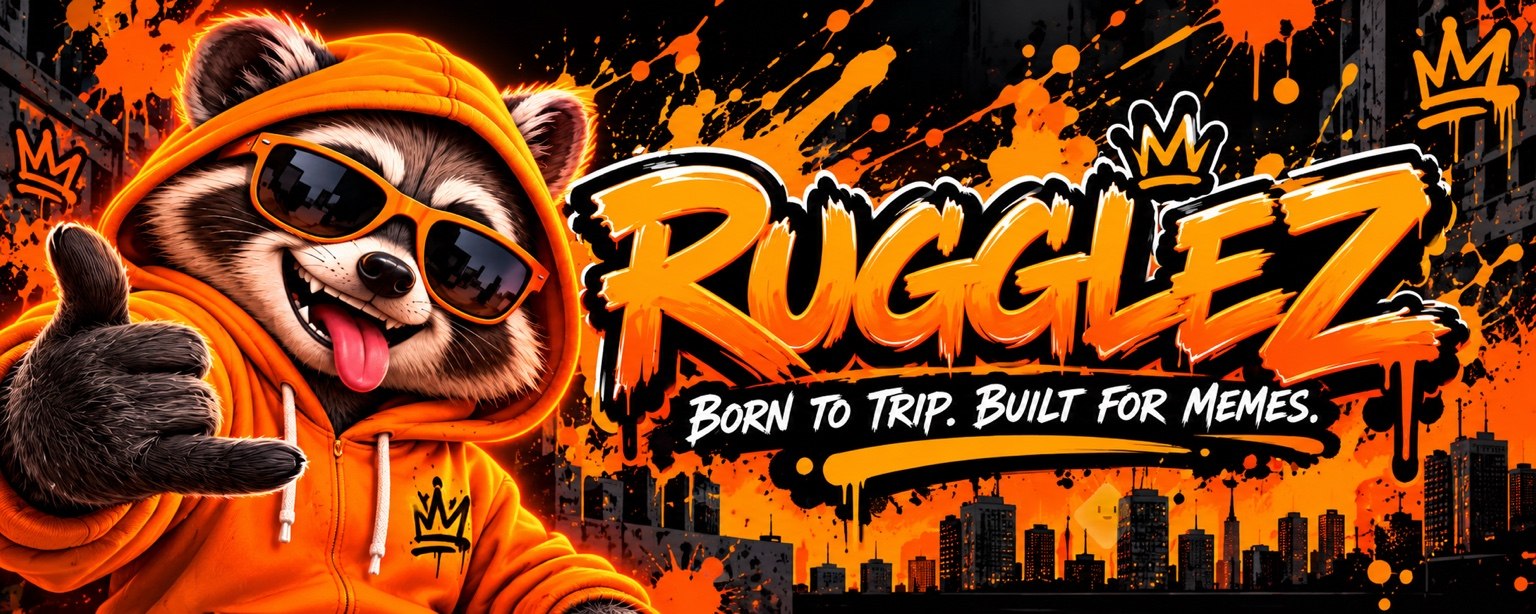 RUGGLEZ original orange and black raccoon banner